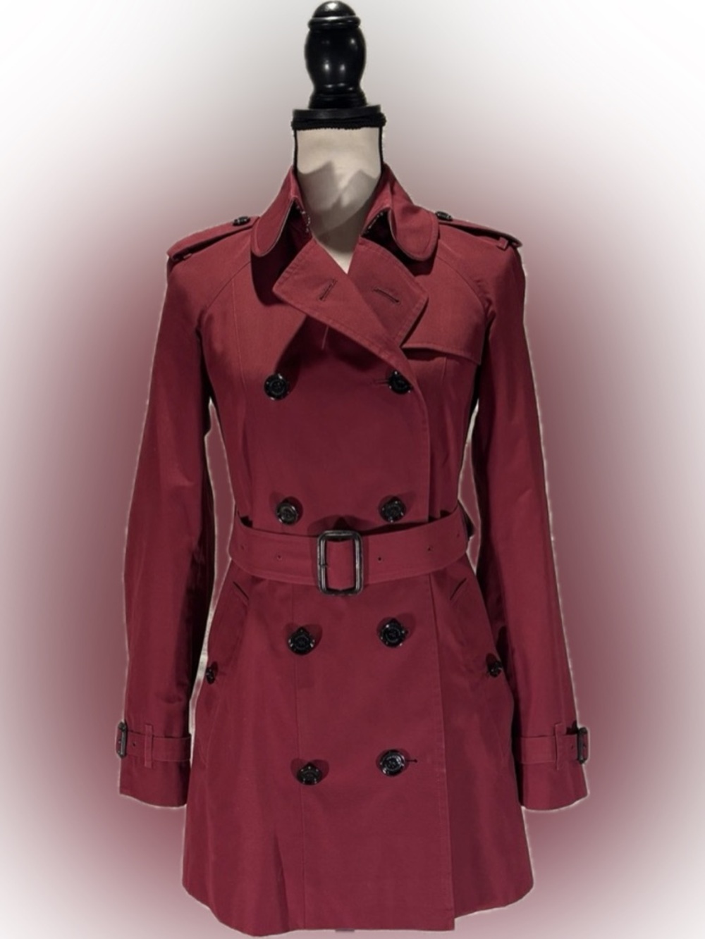 Burberry Red Double-Breasted Trench Coat